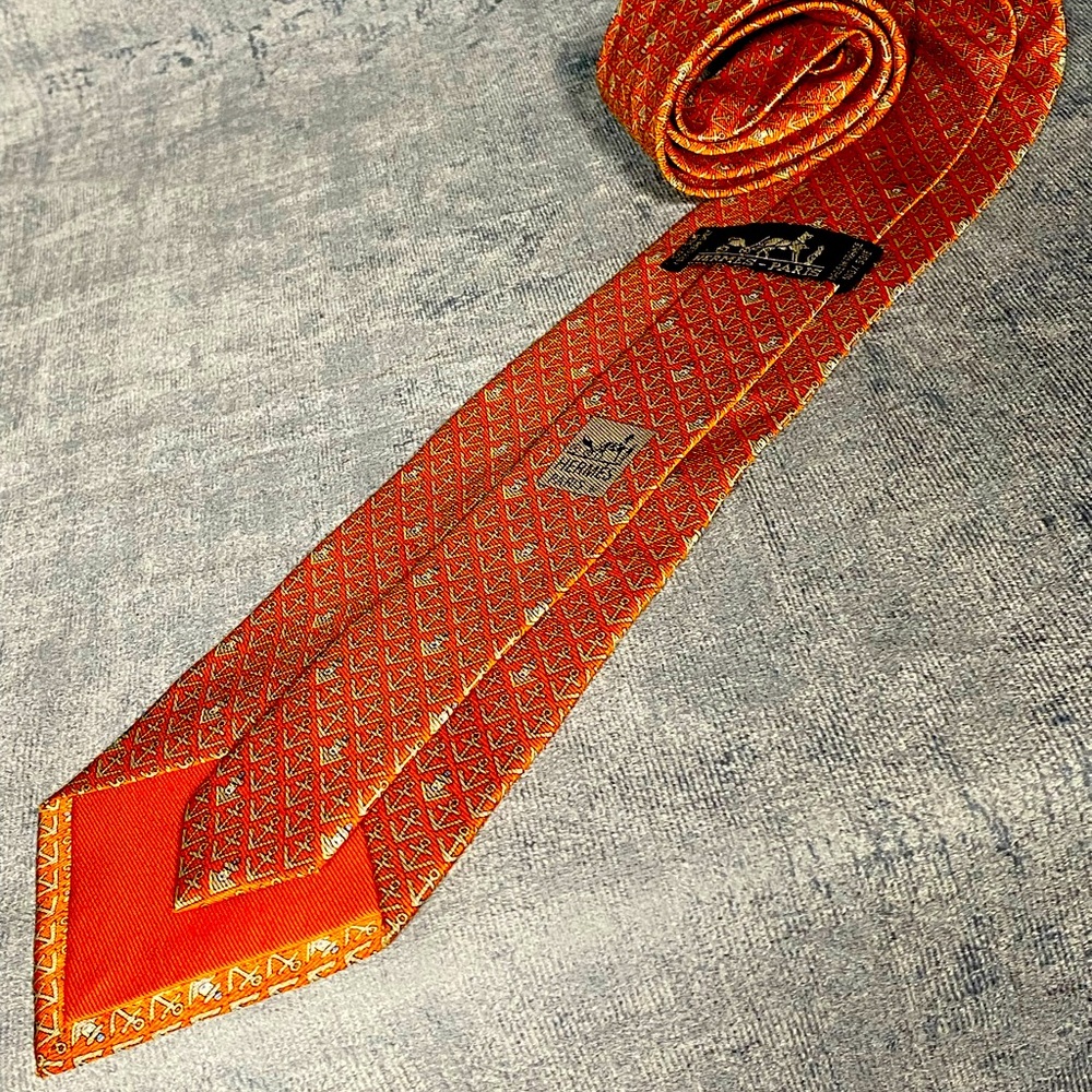 Hermes Men's  100% Silk Tie Whimsical Sailors & Anchor Pattern 5444